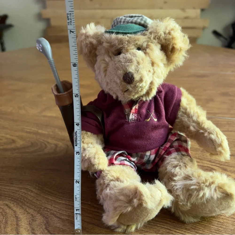 Russ Berrie Bears CHIP GOLFER Vintage Teddy Bear Stuffed Animal Toys